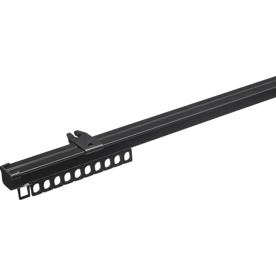 Gordijnrailset 200 cm Zwart Metaal